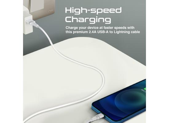 Promate PowerLine-Ai120 USB-A to Lightning Cable,Apple MFi Certified 120cm Super-Fast